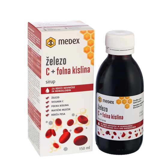 Sirup željezo + C vitamnin + folna kiselina u medenom sirupu