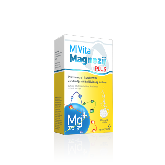 MIVITA MAGNEZIJ PLUS 20*375 MG ŠUMEĆE TABLETE